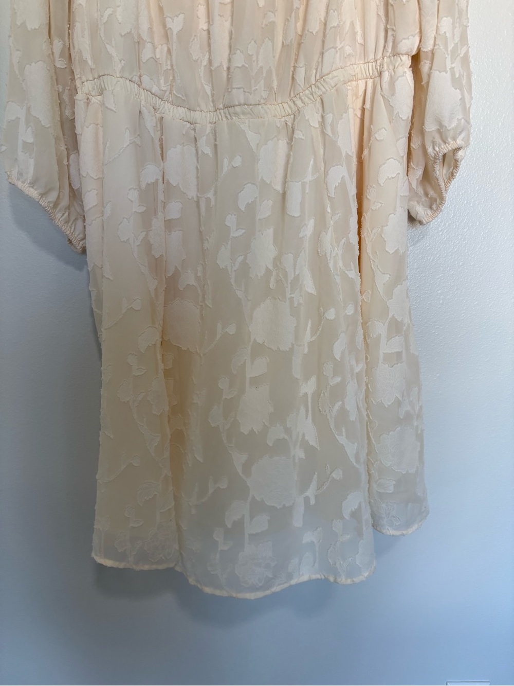 Torrid Floral Square Neck Elastic Waist Tiered A-Line Mini Dress Boho Cream 2X - Picture 6 of 11